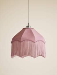 M&S Fringed Velvet Lamp Shade Pink