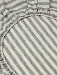 Piglet In Bed Linen Rich Pembroke Stripe Fitted Sheet Grey Mix