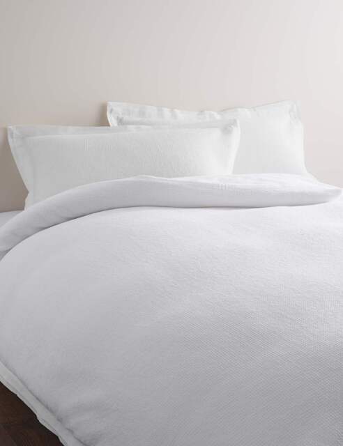 M&S Cotton Rich Waffle Bedding Set White