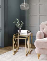 Gallery Direct Milan Metal & Glass Nest of Tables Antique Brass