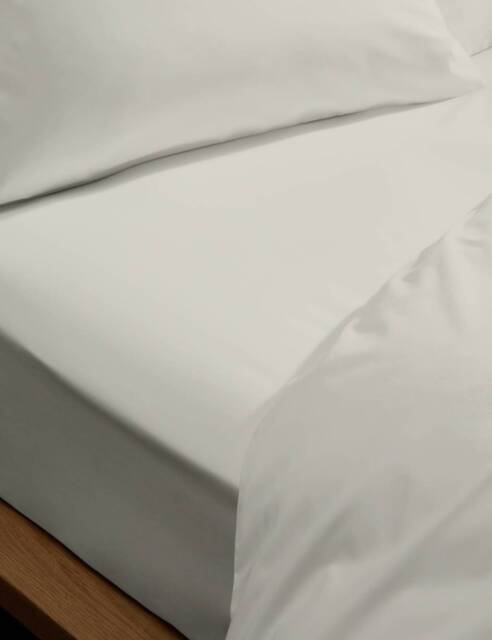 M&S Egyptian Cotton 230 Thread Count Crisp Extra Deep Fitted Sheet Silver Grey
