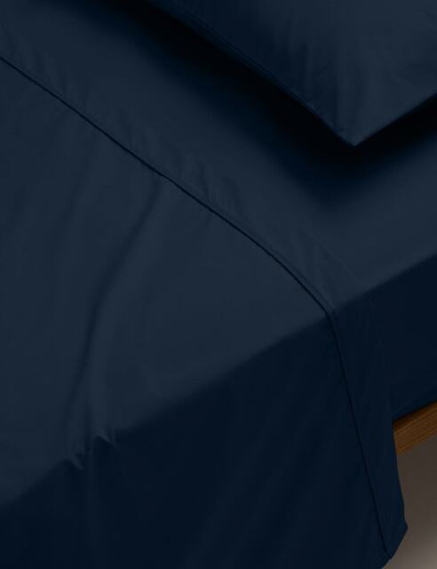 M&S Egyptian Cotton 230 Thread Count Flat Sheet Navy