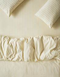 Piglet In Bed Washed Cotton Slumber Stripe Fitted Sheet Yellow Mix