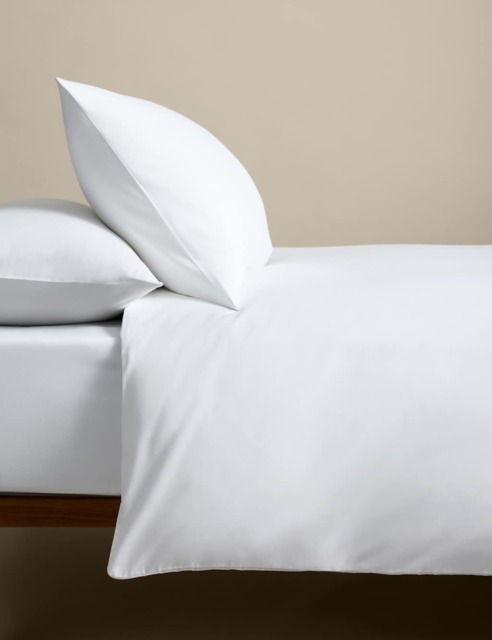 M&S Cotton Blend Non Iron Bedding Set White