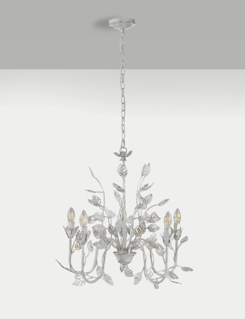 M&S Clara Leaf Chandelier - White, White