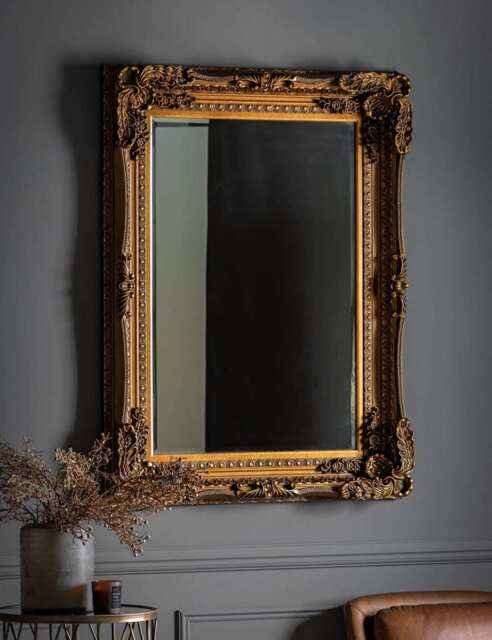 Gallery Direct Carved Louis Extra Large Rectangular Mirror Gold