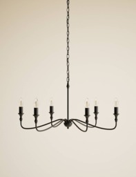 M&S Metal 6 Arm Chandelier Black