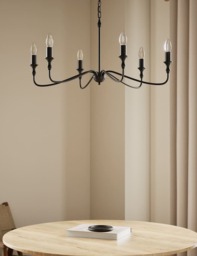 M&S Metal 6 Arm Chandelier Black