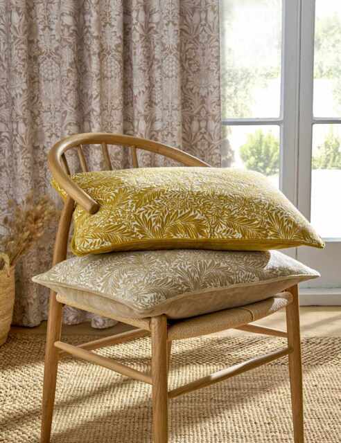 William Morris At Home Pure Cotton Larkspur Bolster Cushion Yellow