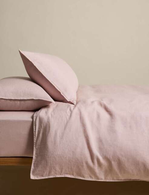 M&S Pure Linen Bedding Set Pink
