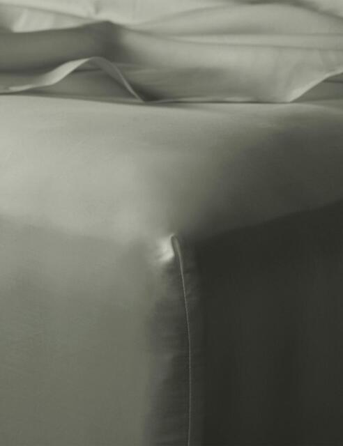 Bedfolk Pure Cotton Sateen Deep Fitted Sheet Khaki