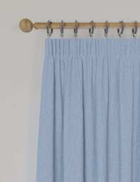 M&S Brushed Pencil Pleat Blackout Thermal Curtains Mid Blue