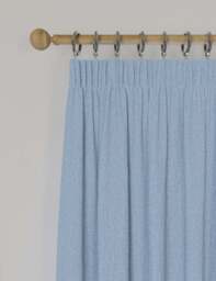 M&S Brushed Pencil Pleat Blackout Thermal Curtains Mid Blue