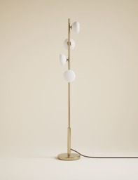 M&S Glass 4 Head Floor Lamp Antique Brass