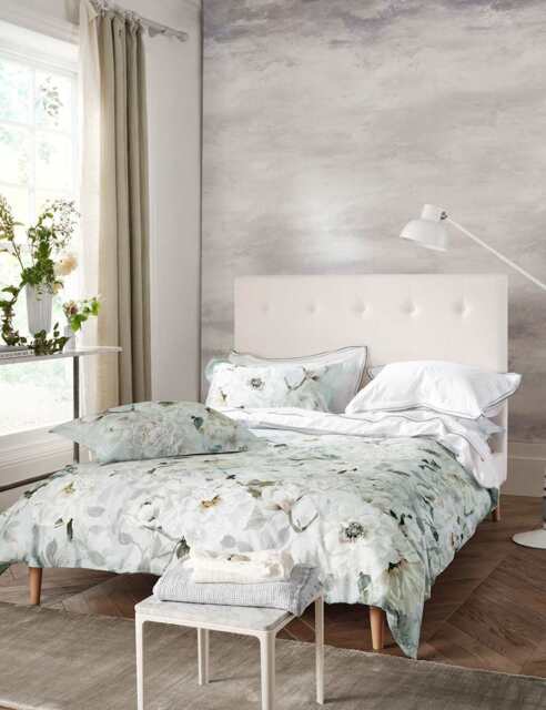 Designers Guild Fleur Blanche Pure Cotton Sateen Bedding Set Grey Mix