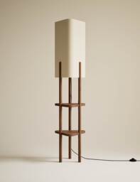 M&S Plectrum Shaded Floor Lamp with Storage Brown