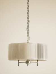 M&S Pleated Flower Shade Chandelier Antique Brass