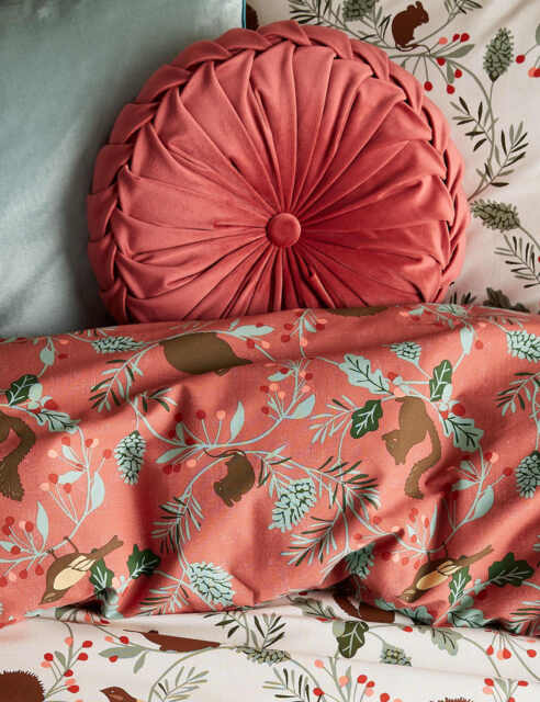 Laura Ashley Rosanna Velvet Round Pleated Cushion Red