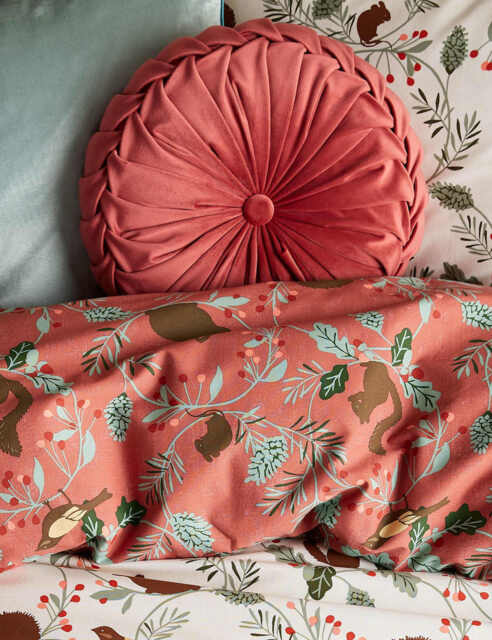 Laura Ashley Rosanna Velvet Round Pleated Cushion Red