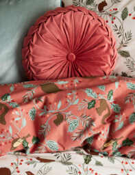 Laura Ashley Rosanna Velvet Round Pleated Cushion Red