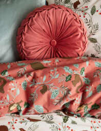 Laura Ashley Rosanna Velvet Round Pleated Cushion Red