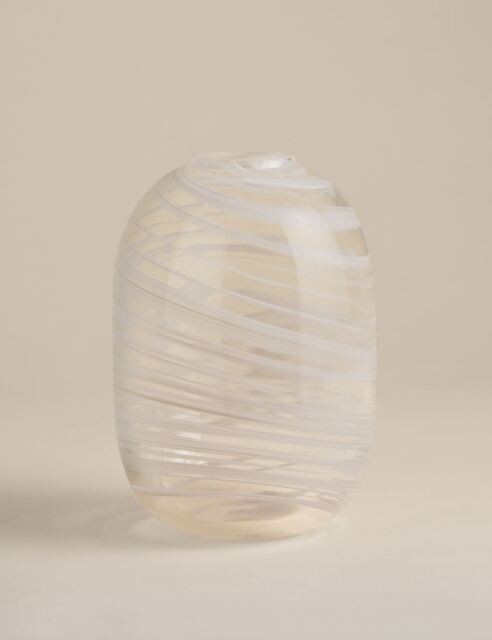 M&S Medium Swirl Glass Vase Beige