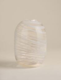 M&S Medium Swirl Glass Vase Beige