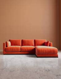 Swoon Easy Velvet Right Corner Sofa Orange