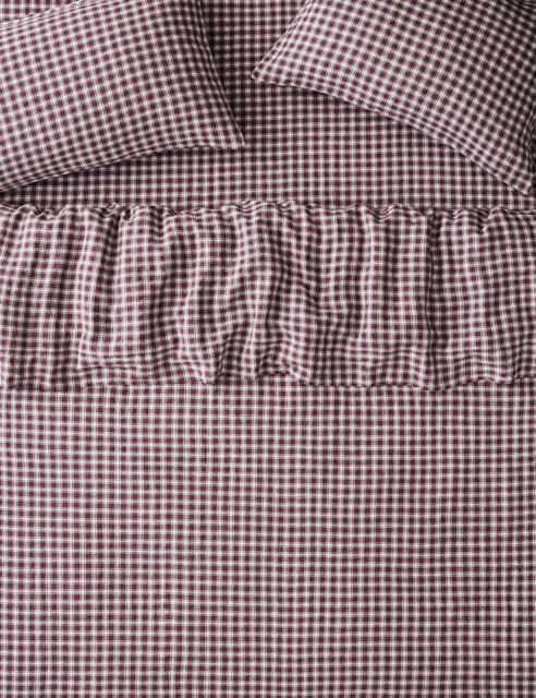 Piglet In Bed Pure Linen Gingham Duvet Cover Dark Berry