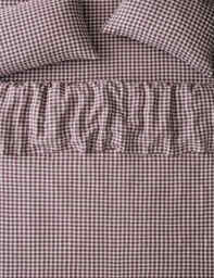 Piglet In Bed Pure Linen Gingham Duvet Cover Dark Berry