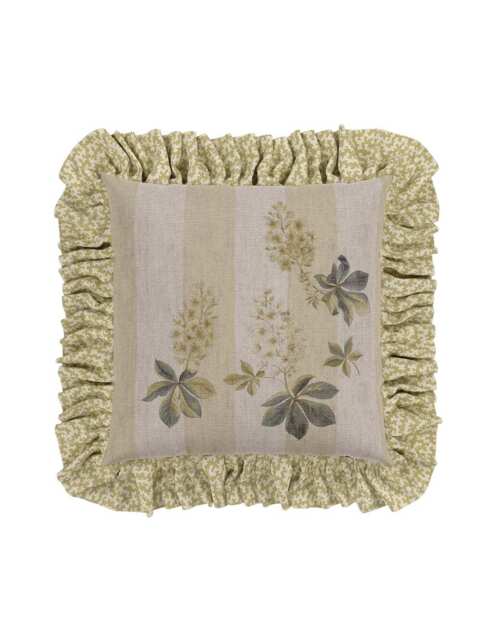 Sanderson Pure Cotton Chestnut Tree Print Cushion Light Green