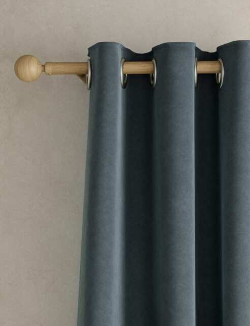M&S Velvet Eyelet Curtains Slate Blue