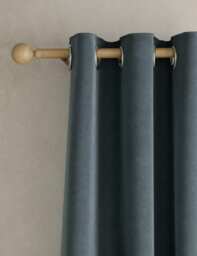 M&S Velvet Eyelet Curtains Slate Blue