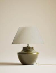 M&S Ceramic Urn Base Table Lamp Green