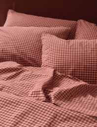 Piglet In Bed 2 Pack Pure Cotton Gingham Pillowcases Purple Mix