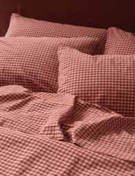 Piglet In Bed 2 Pack Pure Cotton Gingham Pillowcases Purple Mix