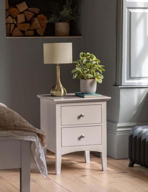 Gallery Direct Hastings Grey 2 Drawer Bedside Table Grey