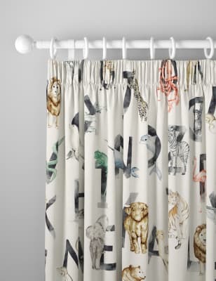 M&S Collection Cotton Rich Alphabet Blackout Kids Curtains