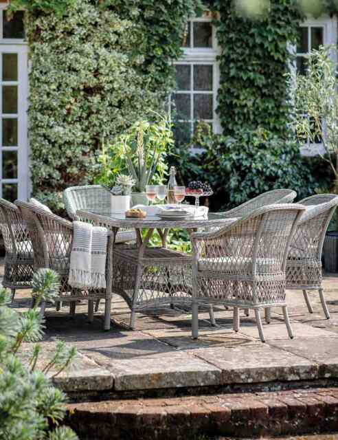 Gallery Direct Menton 6 Seater Oval Garden Table and Chairs Grey