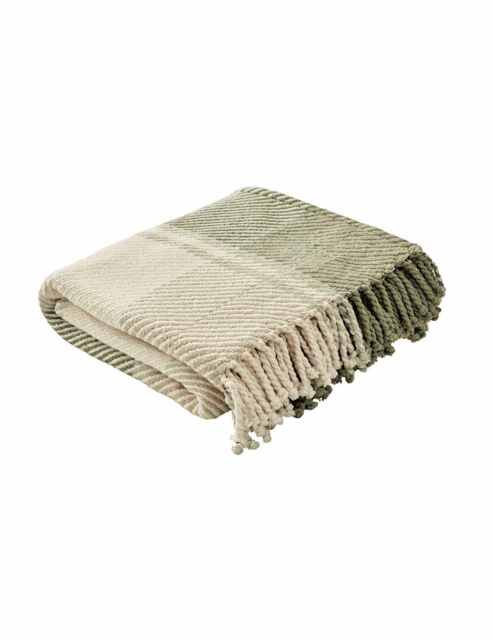 Laura Ashley Pure Cotton Dylan Checked Throw Green Mix