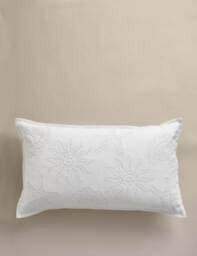 M&S Pure Cotton Shell Broderie Bolster Cushion White