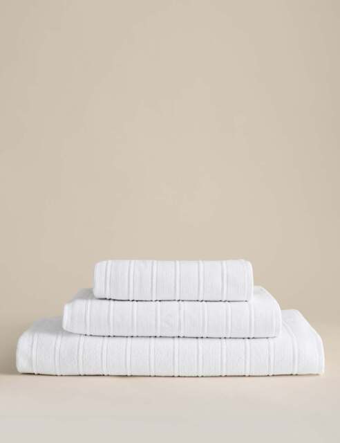 M&S Egyptian Cotton Striped Towel White