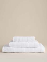 M&S Egyptian Cotton Striped Towel White