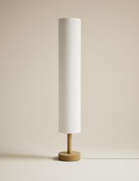 M&S Fabric Cylinder Shade Wood Base Floor Lamp Natural