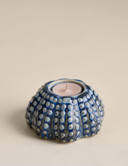 M&S Coastal Shell Tealight Holder Blue