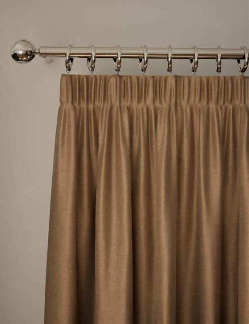 M&S Velvet Pencil Pleat Ultra Thermal Curtains Bronze