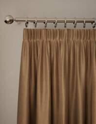 M&S Velvet Pencil Pleat Ultra Thermal Curtains Bronze