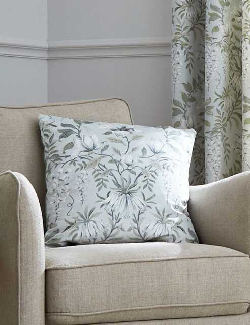 Laura Ashley Velvet Parterre Cushion Green Mix