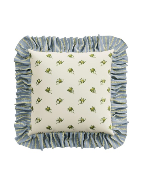 Sanderson Tuileries Frilly Square Cushion Cream Mix