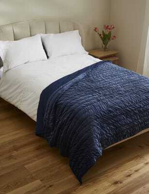 M&S Collection Velvet Quilted Bedspread - Large - Light Navy, Light Navy